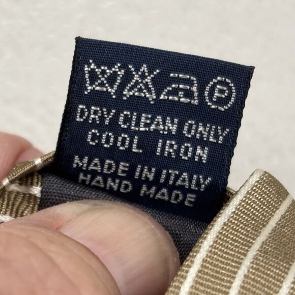 Faconnable Necktie Tan Striped Silk Hand Made in Italy Tie - Picture 8 of 10